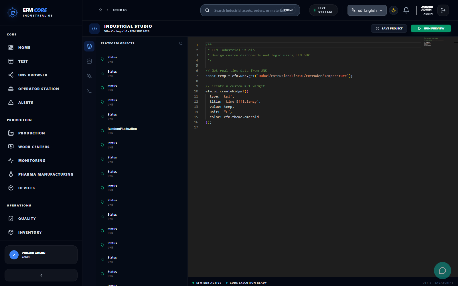 EFM Smart Floor Connectivity View